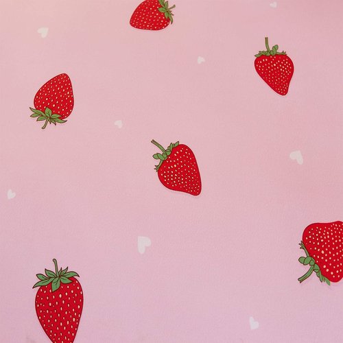 LAMEJOR Duvet Cover Set Twin Size Strawberry/Chevron Pattern Reversible Sweet Bedding Set Comforter Cover (1 Duvet Cover+2 Pillowcases) Pink