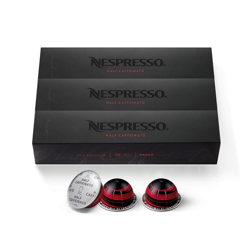 Nespresso Vertuo Half Caffeinato Coffee Capsules - Mild Roast, 30-Count Pods for 7.8oz Brews