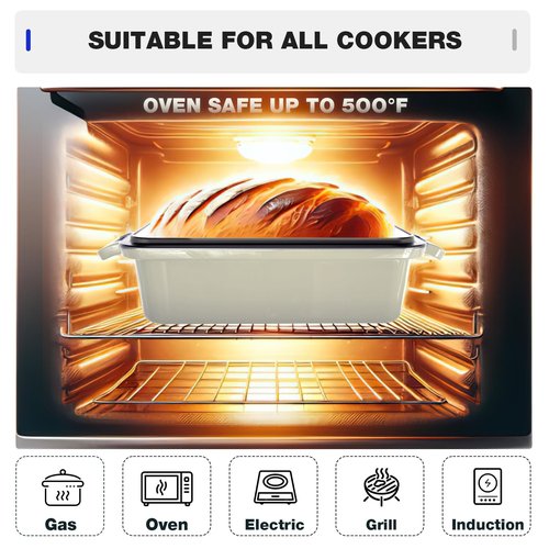 Tydanix 13x5 Enameled Cast Iron Loaf Pan with Lid – Bread Pan for Sourdough, Cake, Meatloaf, Even Heat, Nonstick, Easy to Clean, 2 Piece Set