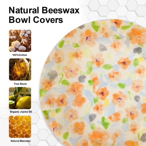 BERBAM Reusable Bowl Covers for Bread Proofing（2 Large）- Cotton Beeswax Bowl Covers Reusable with Elastic Rim, Sourdough Bowl Cover for Food Storage and Food Preservation (10INCH)