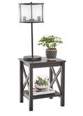 ClosetMaid 3905 X-Frame Design Side or End Table with Shelf, Black Walnut Wood