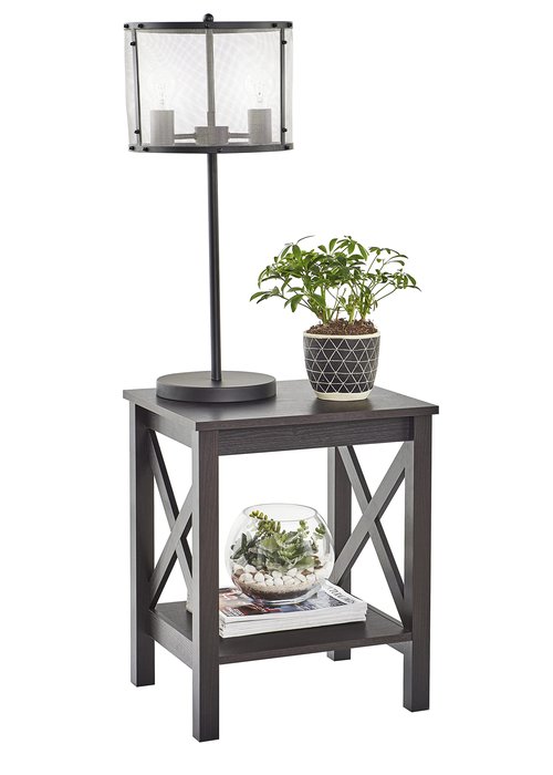 ClosetMaid 3905 X-Frame Design Side or End Table with Shelf, Black Walnut Wood