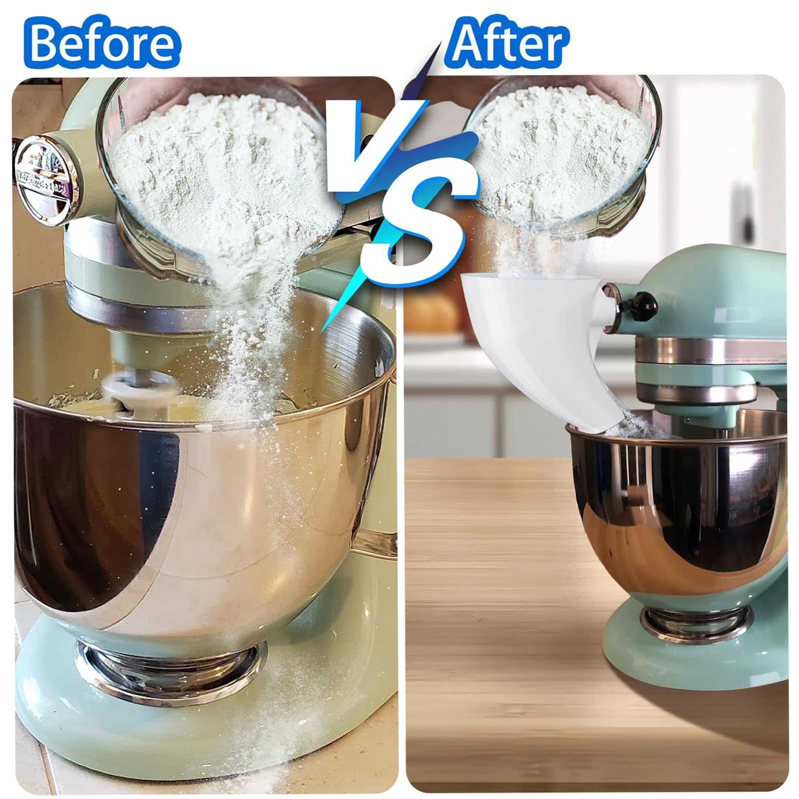 Premium Flour Funnel for Stand Mixer – Compatible with Funnel for Kitchen Aid Artisan KSM150 and Bowl Lift, Perfect for Baking, Easy to Use, and Clean