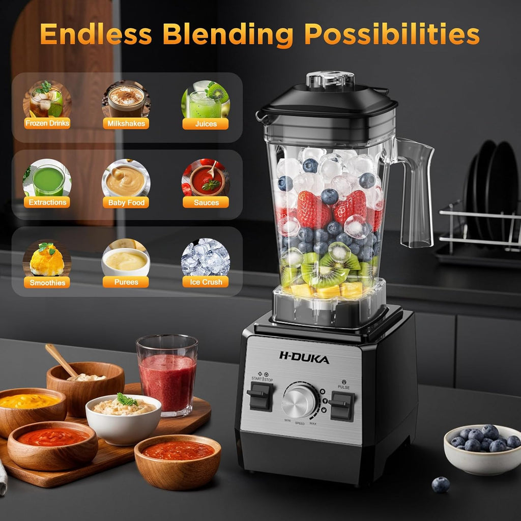 Skiennix Countertop Blender - Powerful 25,000 RPM Smoothie Maker with 64oz Pitcher | Self-Cleaning, Ice Crushing, Silver Black