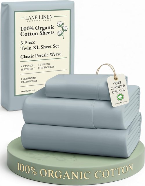 LANE LINEN 100% Organic Cotton Bed Sheets - Soft & Comfy Extra Long Twin XL | Machine Washable French Blue