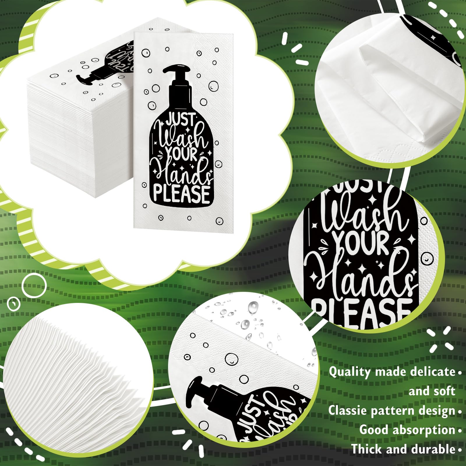 Yexiya 120 Pcs Paper Guest Towels Disposable Hand Towels Bathroom Guest Napkins Disposable Decorative Bathroom Napkins for Powder Room Wedding Holiday Birthday Baby Bridal Shower (White Black)