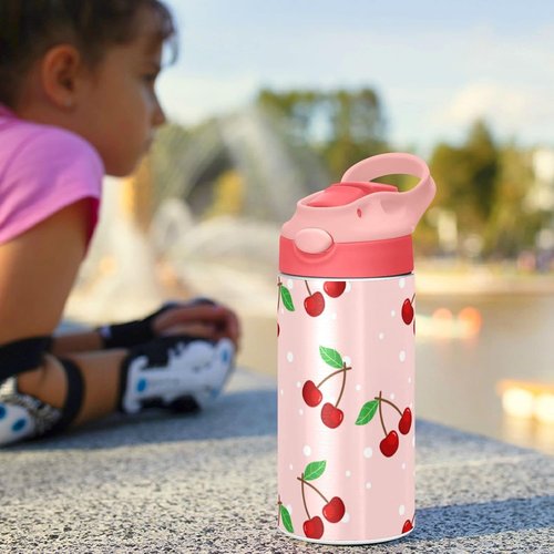Cherry Water Bottle - Leakproof Double-Walled Stainless Steel Thermo Flask | Insulated Tumbler for Kids & Girls
