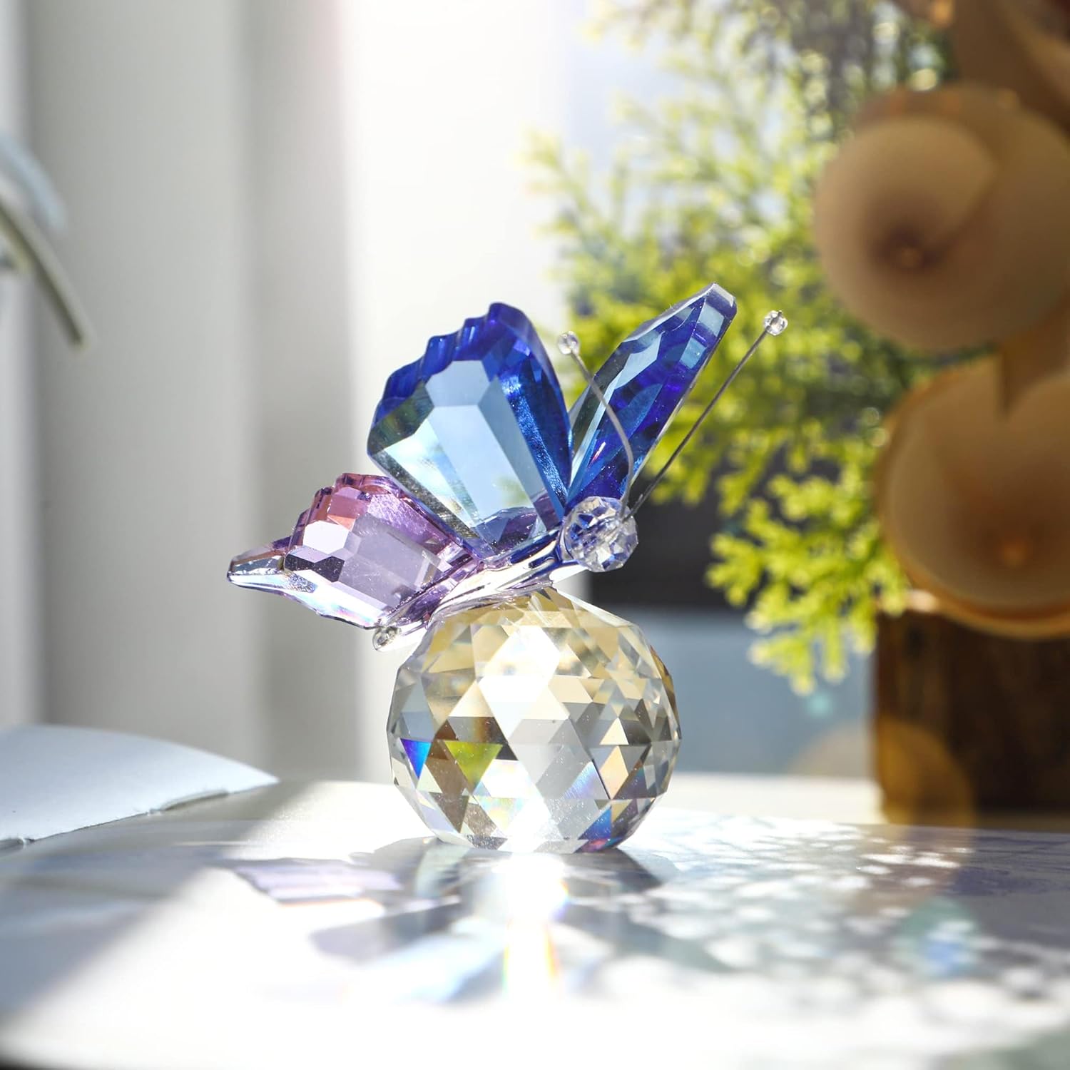 Skiennix Crystal Butterfly Figurines - Pack of 4 Decorative Glass Butterflies | Perfect Christmas Gifts for Women (2.2 x 2 Inches)