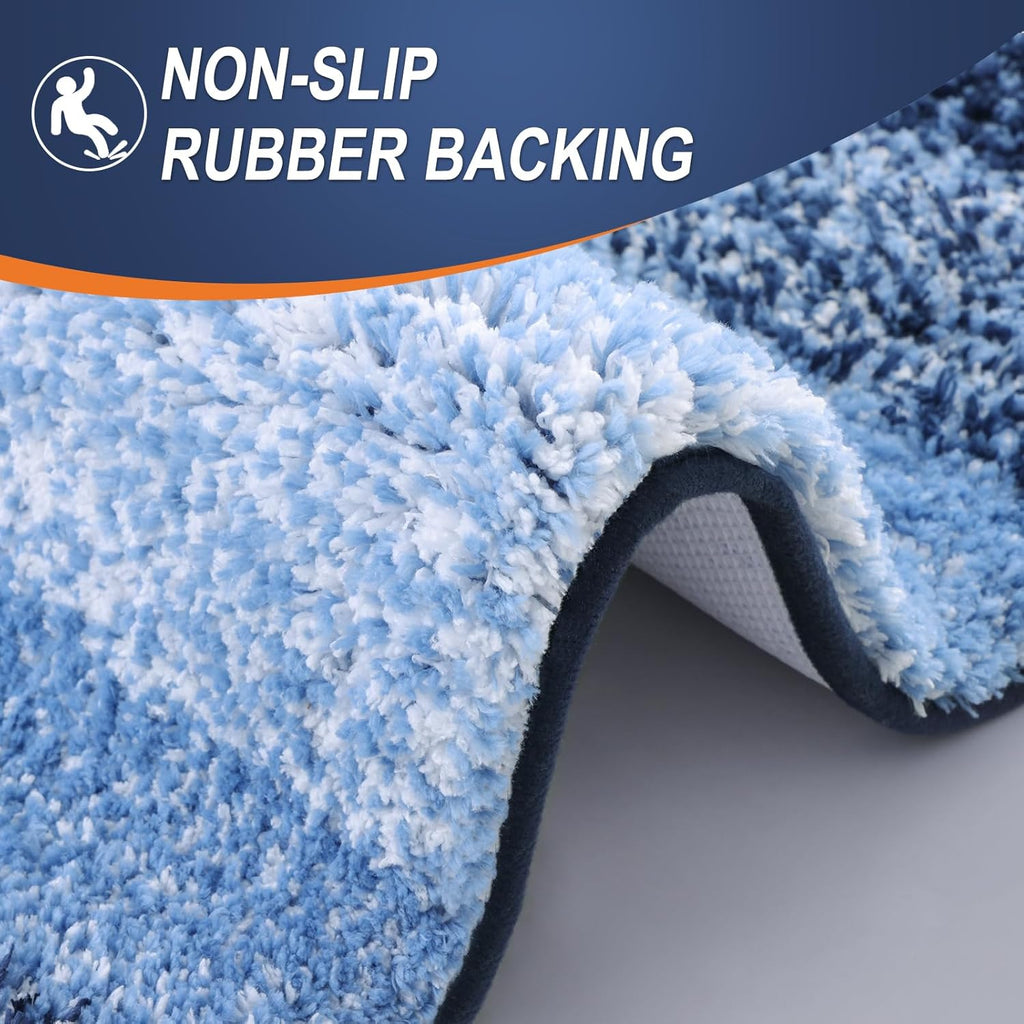 OLANLY Bathroom Runner Rugs - Extra Soft Microfiber, Quick Dry & Machine Washable | 47x17, Navy