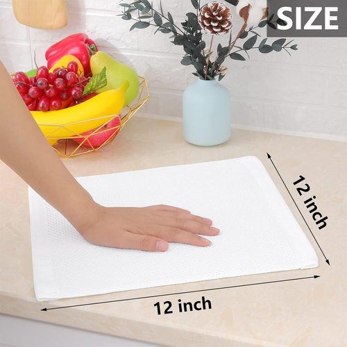 Homaxy 100% Cotton Dish Cloths - Ultra Soft & Absorbent Quick Drying Towels | 12x12 Inches, 18-Pack, White