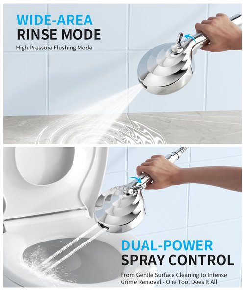 Filtered Shower Head with Handheld, 10 Spray Mode High Pressure Shower Head with Filters, Shower Filter Head for Hard Water, Powerful Spray for Cleaning, 2 Replaceable Filters Included, Chrome