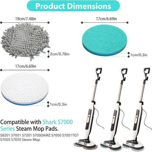 Frescares S7001 Steam Mop Pads - Upgraded All-in-One Cleaning Solution for Hard Floors | 6 Green Pads