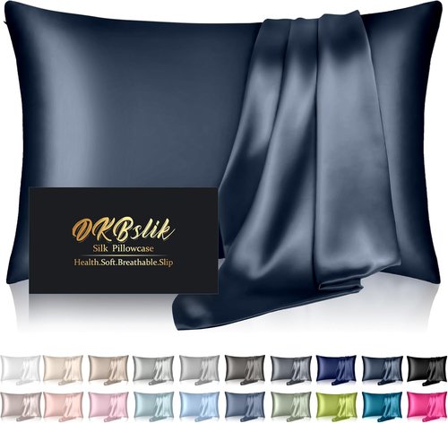 Mulberry Silk Pillowcases | King Size Natural Silk Satin for Hair & Skin | Zipper Closure - Mood Indigo