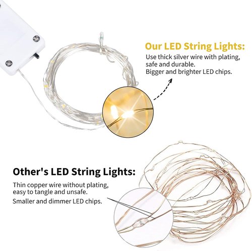Brightown 12-Pack LED Fairy Lights - Waterproof Battery-Operated Silver Wire, 7 Feet, 20 Colorful Firefly Lights for Weddings, Parties & Bedrooms