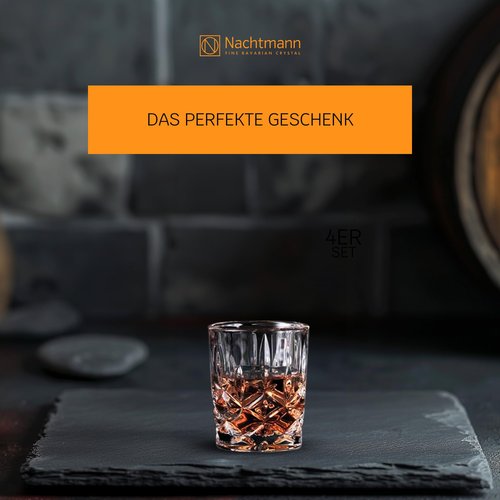 Nachtmann Noblesse Collection - Set of 4 Premium Crystal Clear Shot Glasses, 2-Ounce Capacity - Perfect for Whiskey, Tequila, Vodka - Dishwasher Safe