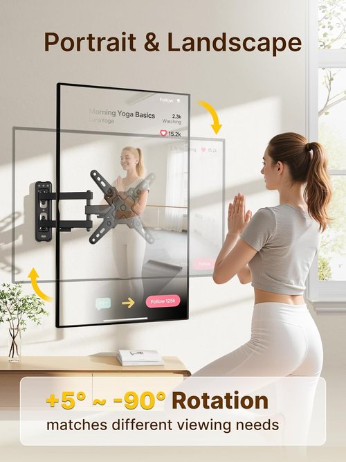 monTEK Full Motion TV Wall Mount Bracket - Swivel & Tilt for 13-43 Inch TVs | Max VESA 200x200mm, 44lbs Capacity