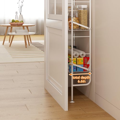 bukfen Narrow Spice Organizers, Slim Behind The Door Organizers,5-Tier Narrow Bathroom Shelf,Slim Corner Shelf,Space-Saving Multi Functional Storage,Spice Racks