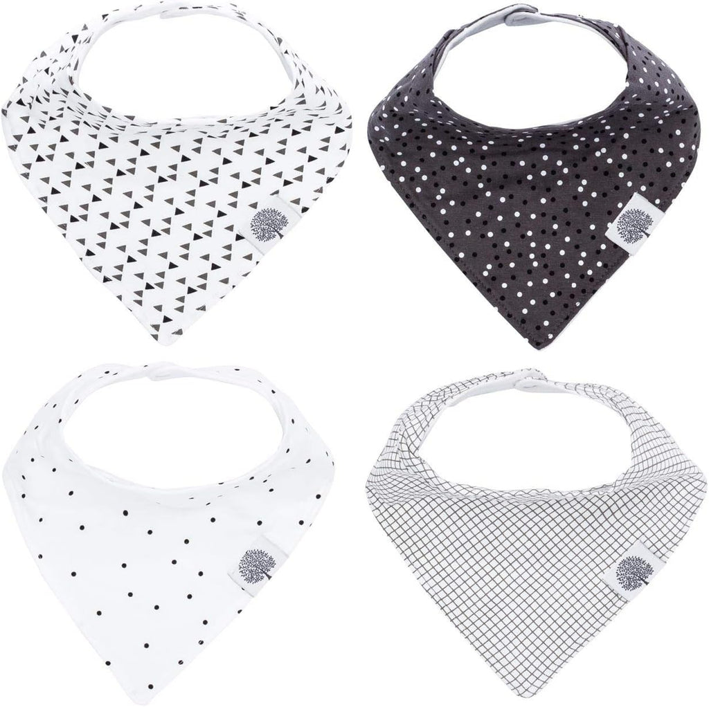 Parker Baby Bandana Drool Bibs - 4-Pack Gray Unisex Bibs for Boys & Girls | Shadow Set