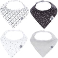 Parker Baby Bandana Drool Bibs - 4-Pack Gray Unisex Bibs for Boys & Girls | Shadow Set
