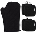 Win Change Oven Mitts and Pot Holders Sets,6 Pcs Oven Mitts and Potholders with Recycled Cotton High Heat Resistant Extra Thick Long Oven Mitts for Cooking(Black)