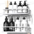 YASONIC Shower Caddy - No Drill Bathroom Organizer with Removable Hooks | Rust Proof, White, 2 Pack