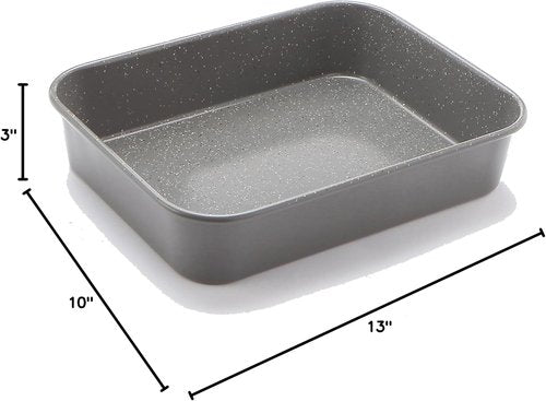 CasaWare Ceramic Coated Non-Stick Lasagna Pan - 13 x 10 x 3-Inch | Silver Granite Finish