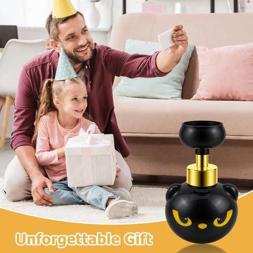 GDGJWL Cute Cat Paw Foam Soap Dispenser, Black Kitty Hand Soap Pump with Paw-Shaped Foam, Spooky Cat Lover Gift for Bathroom and Kitchen Home Accessories