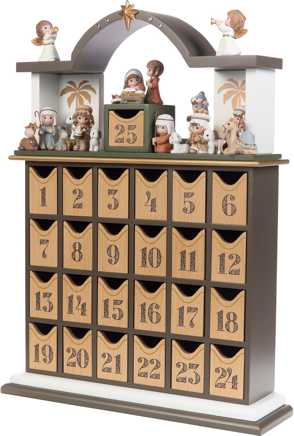 Precious Moments Countdown to Christmas Advent Calendar - Wooden Holiday Set with Storybook & Figurines | 251438