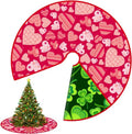 36 Inch Valentine/St Patricks Day Tree Skirt Valentine St Patricks Day Reversible Double Sided Print Mat for Holiday Party Indoor Outdoor Christmas Valentine St Patricks Day Tree Mat Decoration