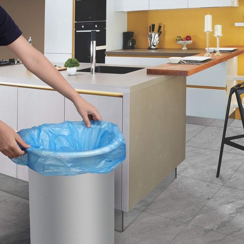 Compostable Trash Bags, 13-15 Gallon Biodegradable Trash Bags Recycled Garbage Bags Unscented Wastebasket Liners for Kitchen Office(75 Counts, Blue)