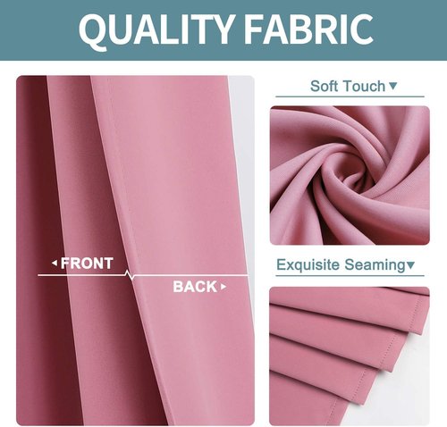 ChrisDowa Blackout Curtains - Thermal Insulated Room Darkening Panels, 78 Inches Long, Pink (Set of 2)