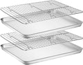 Wildone Baking Sheet Set - Stainless Steel Cookie Pans with Cooling Racks | 18 x 13 Inch, Non-Toxic & Heavy Duty