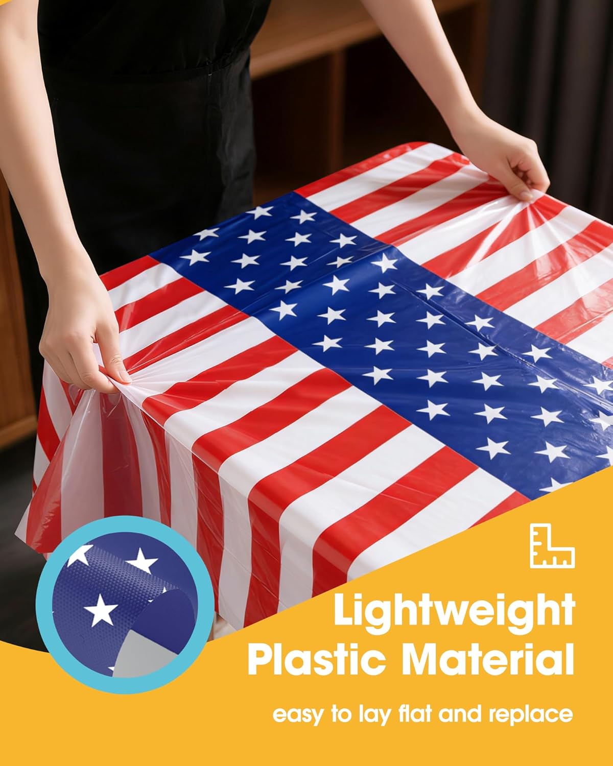 Niuara American Flag Tablecloths - 4 Pack Disposable 54" × 108" Rectangle Covers for Parties & Holidays