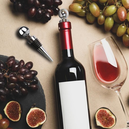 3 Pcs Wine Stoppers for Wine Bottles, Limso with Silicone Stopper Wine Saver, Reusable Vacuum Wine Stopper Bottle, Suitable for Standard Bottle Mouth (Silver)