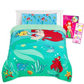 The Little Mermaid Twin Size Bedding Set - Bundle with Ariel Bedspread, Flat & Fitted Sheet, Pillowcase, Tattoos, More | Little Mermaid Bedroom Decor