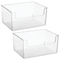 mDesign 2 Pack Clear Plastic Modern Open Front Dip Storage Organizer Bin Basket for Kitchen Organization - Shelf, Cupboard, Cabinet, and Pantry - 12x12x8 inches
