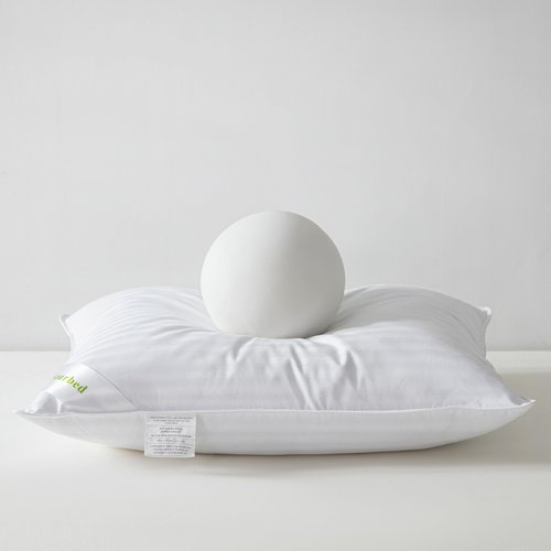 MFourbed Goose Down Feather Pillows Stripe White Bed Pillow for Sleeping,100% Cotton Fabric Good for Side and Back Stomach Sleeper Standard Size 1 Pack