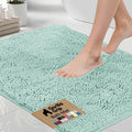 GORILLA GRIP Bath Rug Mat - Soft Absorbent Chenille with Quick Dry Microfiber | Washable 24x17 Seablue