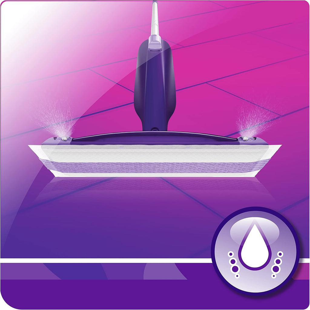 Swiffer WetJet Floor Spray Mop Starter Kit - Includes 1 Mop, 5 Pads, Cleaning Solution & 4 Batteries