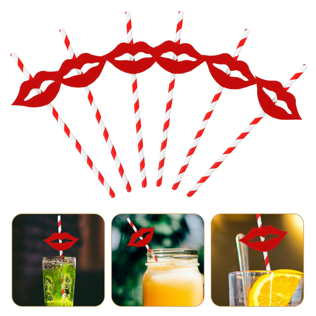 Paper Drinking Straws Red Lips Decorative Cocktail Drinking Straws for Birthday Wedding Christmas Shower Theme Decoration Supplies（40 Pack）