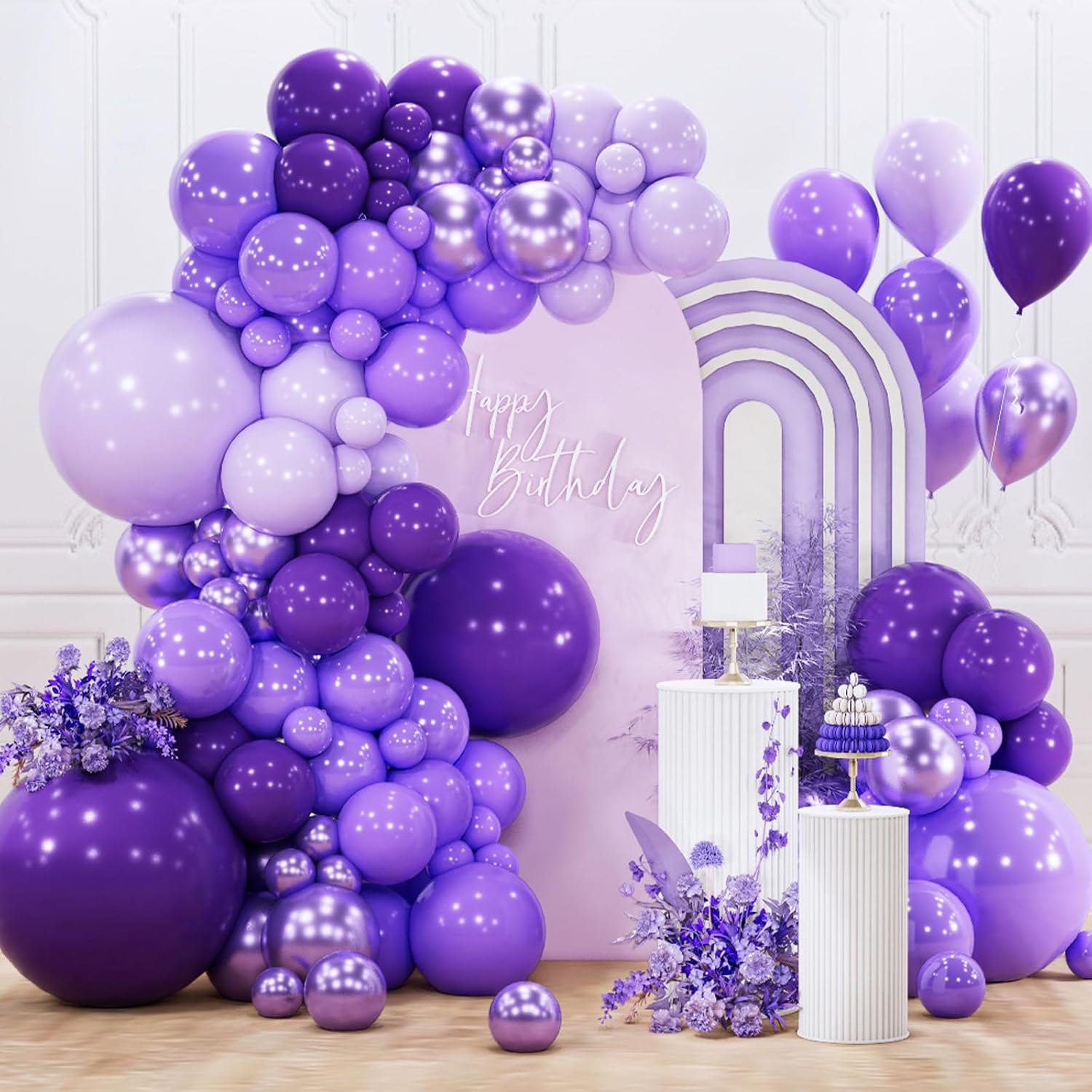 PartyWoo Balloon Arch Kit - 142-Piece Purple Balloon Garland for Baby Showers & Birthday Parties | Various Sizes