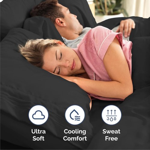 Cal King Size Sheet Set by Hotel Luxury | Comfy, Breathable & Cooling - Ultra-Soft, Deep Pockets - Black