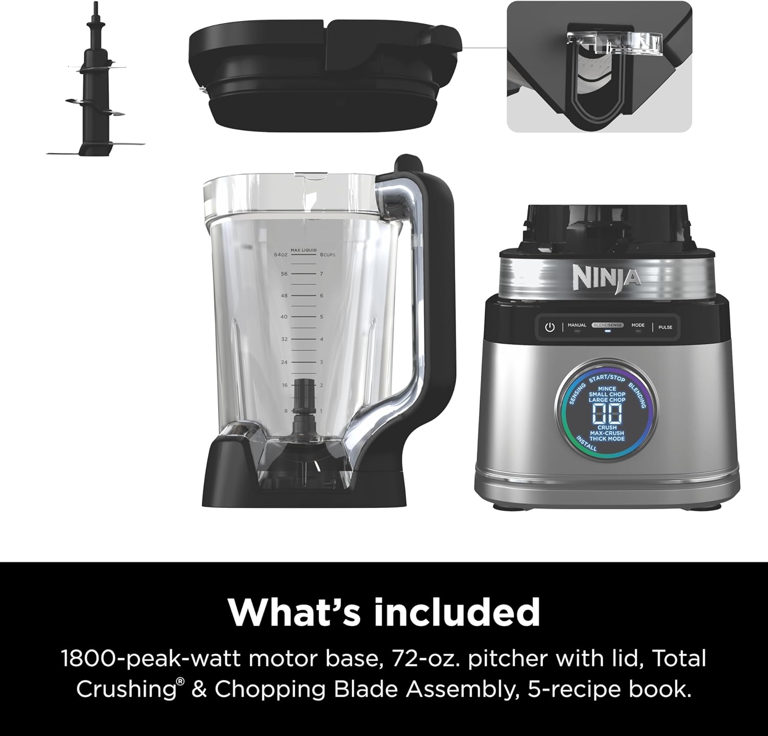 Ninja Blender - 72 oz. Full Size Pitcher for Smoothies, Shakes & Frozen Drinks | 1800 Watt | Black