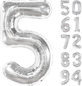 Silver 5 Balloon | 40-Inch Number 5 Balloon for 5th Birthday Decorations & Party Supplies