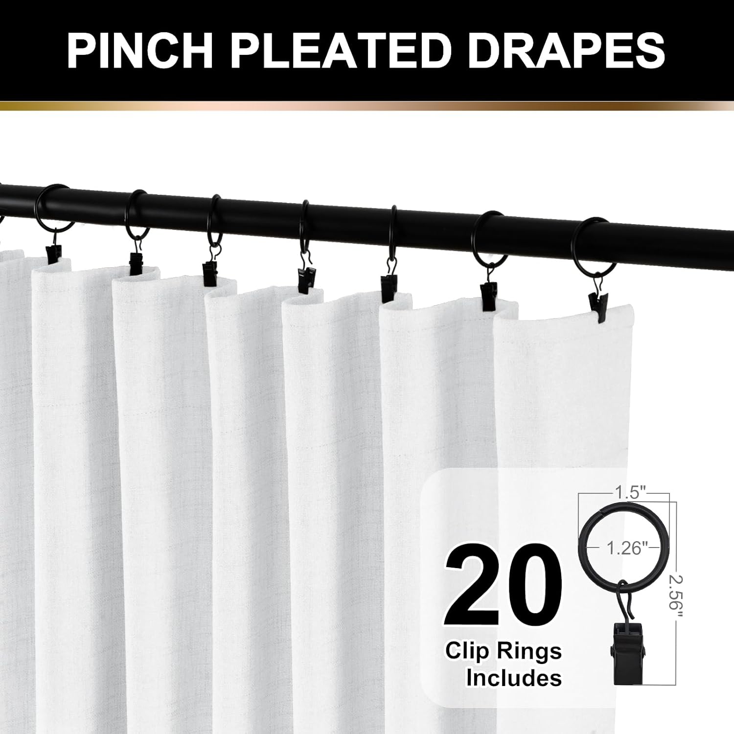 Skiennix 100% Blackout Curtains - Thermal Insulated Faux Linen | 84 Inch Length, 2 Panels Set in Bright White