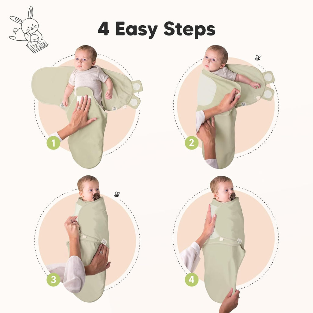 Organic Baby Swaddle Sleep Sacks by 3-Pack | Soft & Snug for Newborns 0-3 Months - Dino Ridge