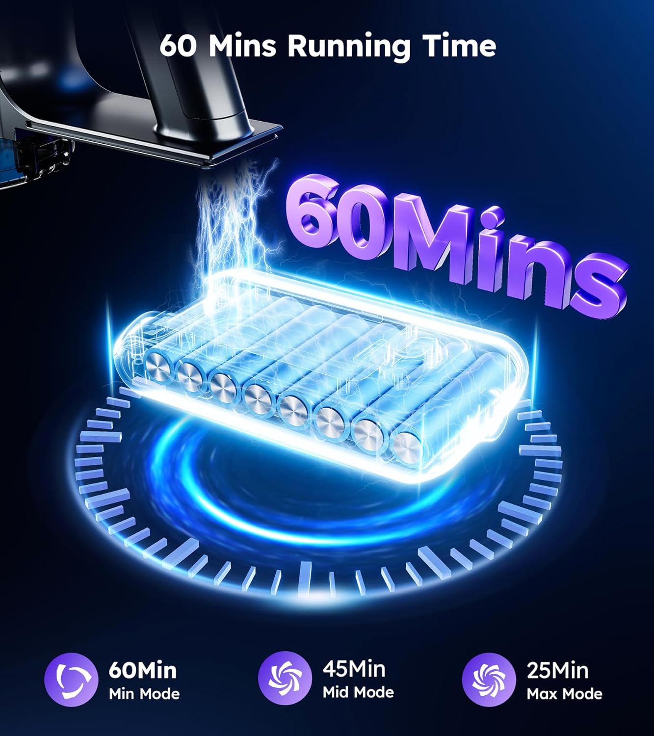 Skiennix Cordless Vacuum Cleaner - Powerful 550W, 45KPA Suction | 60-Minute Runtime, LED Display, 8-in-1 Design for Pet Hair & Hard Floors