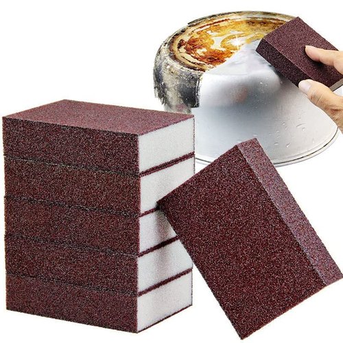 JCKHXG 5 Pack Emery Magic Wipe Sponge, Nano Carborundum Sponge, Emery Sponge Brush Eraser Scrub, Pot Scrubber Scouring Pad Kitchen Magic Cleaning Sponge for Removing Rust Cleaning Pots and Pans