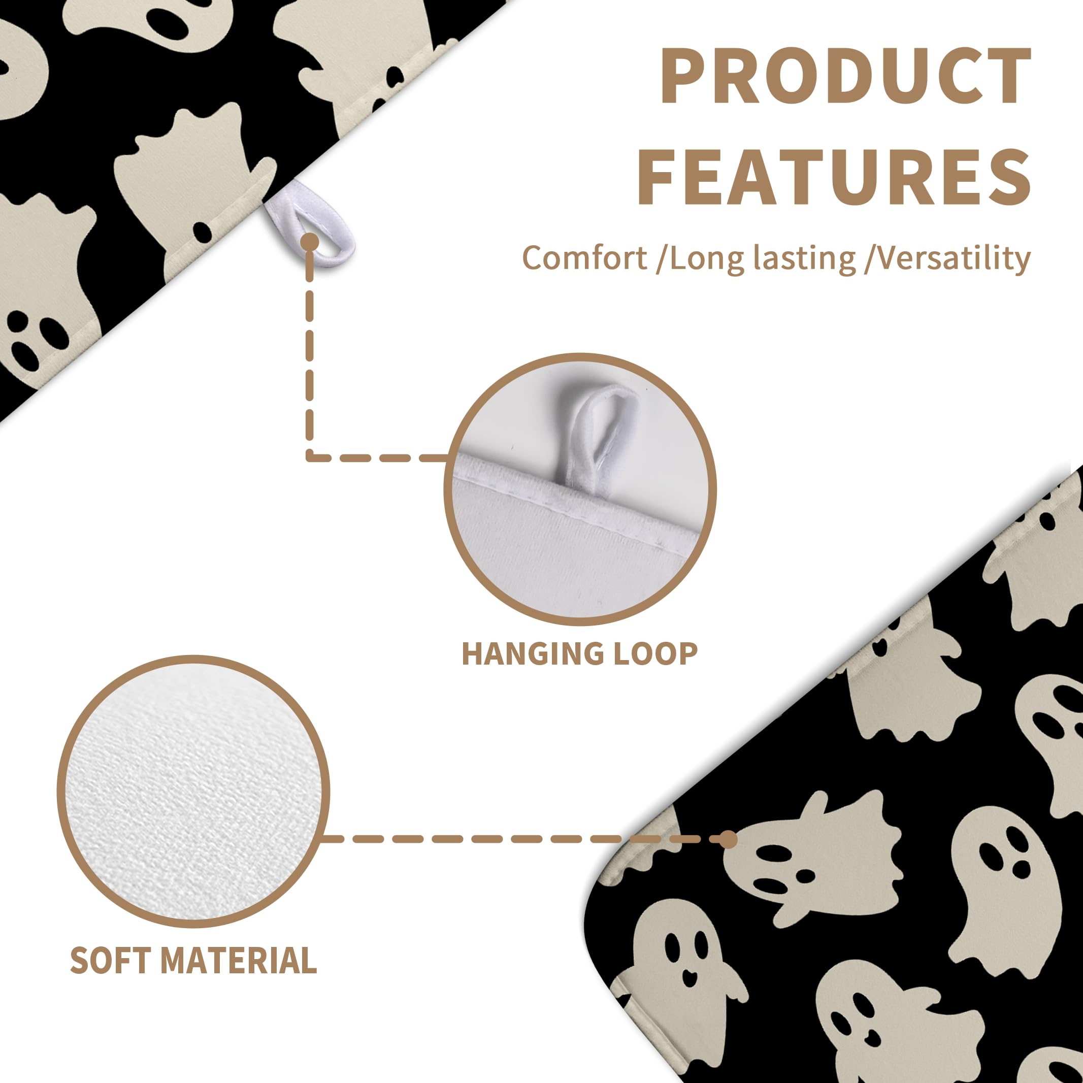 Halloween Ghosts Dish Drying Mat Black and White Large Kitchen Mats Dish Drying Pad Absorbent Dish Dryer Mat for Kitchen Countertops Microfiber Drainer Pad Dish Drying Mats (18x24 in)