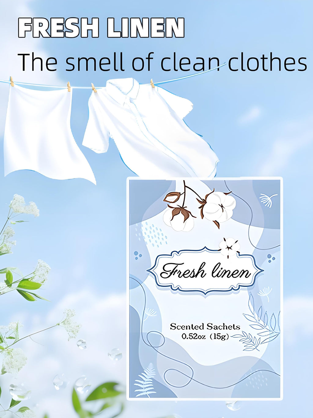 Wifadtoop 12 Packs Fresh Linen Hanging Scented Sachets for Drawers and Closets with Retractable Hook| Long-Lasting Closet Air Freshener & Closet Deodorizer | Closet Scent Freshener (Fresh Linen)